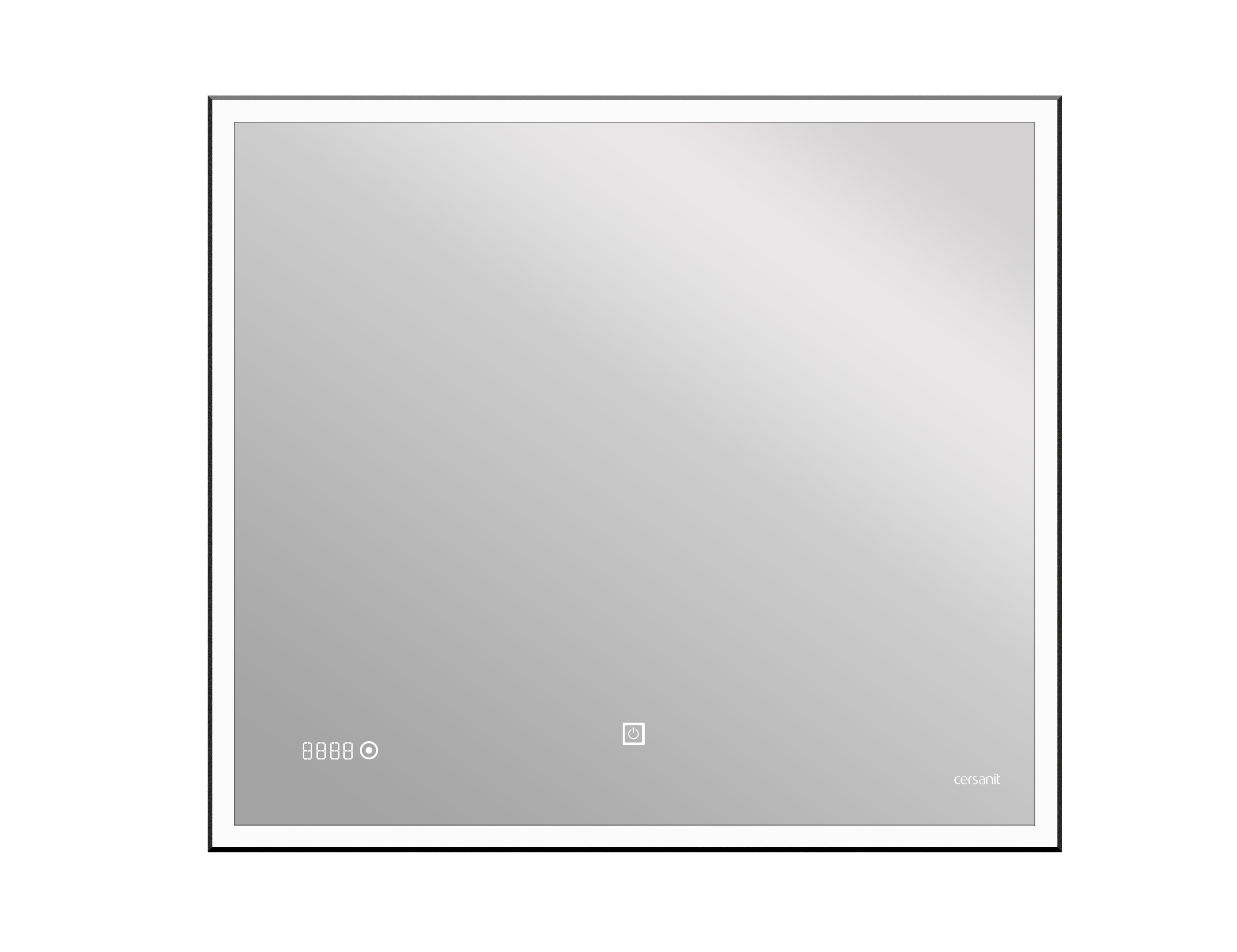 

Зеркало LED 011 design 80x70 с подсветкой часы металл. рамка прямоугольное