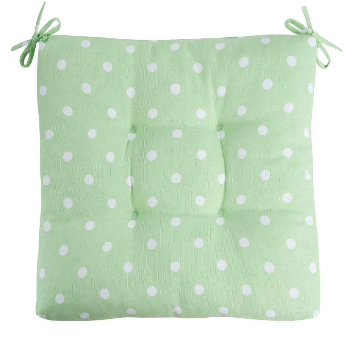 Подушка на стул на сидушку Guten Morgen Green polka dot 40х40 см, зеленый/белый 1 шт