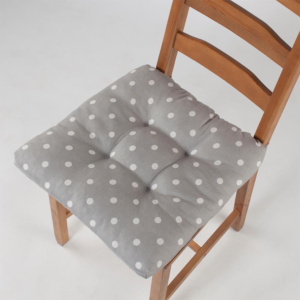 фото Подушка на стул "guten morgen" grey polka dot, горох, серый