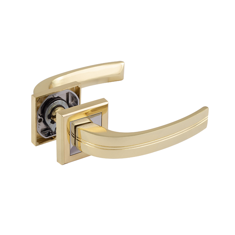 Ручки дверные для межкомнатных дверей на розетке НОРА-М 106А AL, комплект, золото
