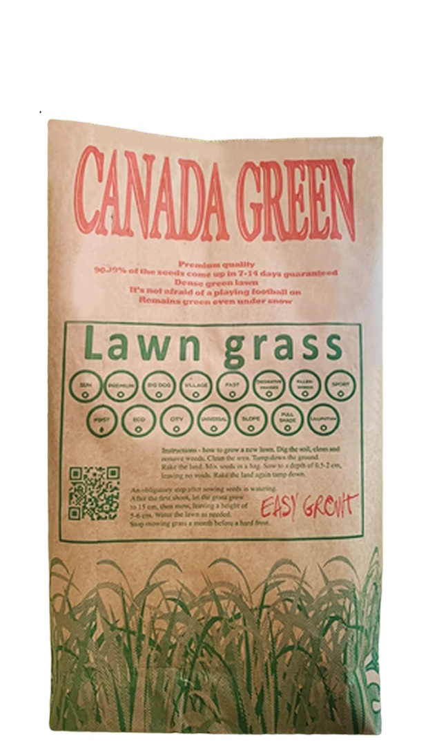 Семена газонной травы Карлик5 кг, низкорослая Канада Грин Premium Gold Газон на 1-1,2сотки