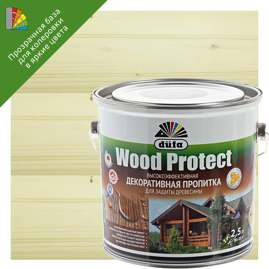 фото Антисептик wood protect прозрачный 2.5 л dufa