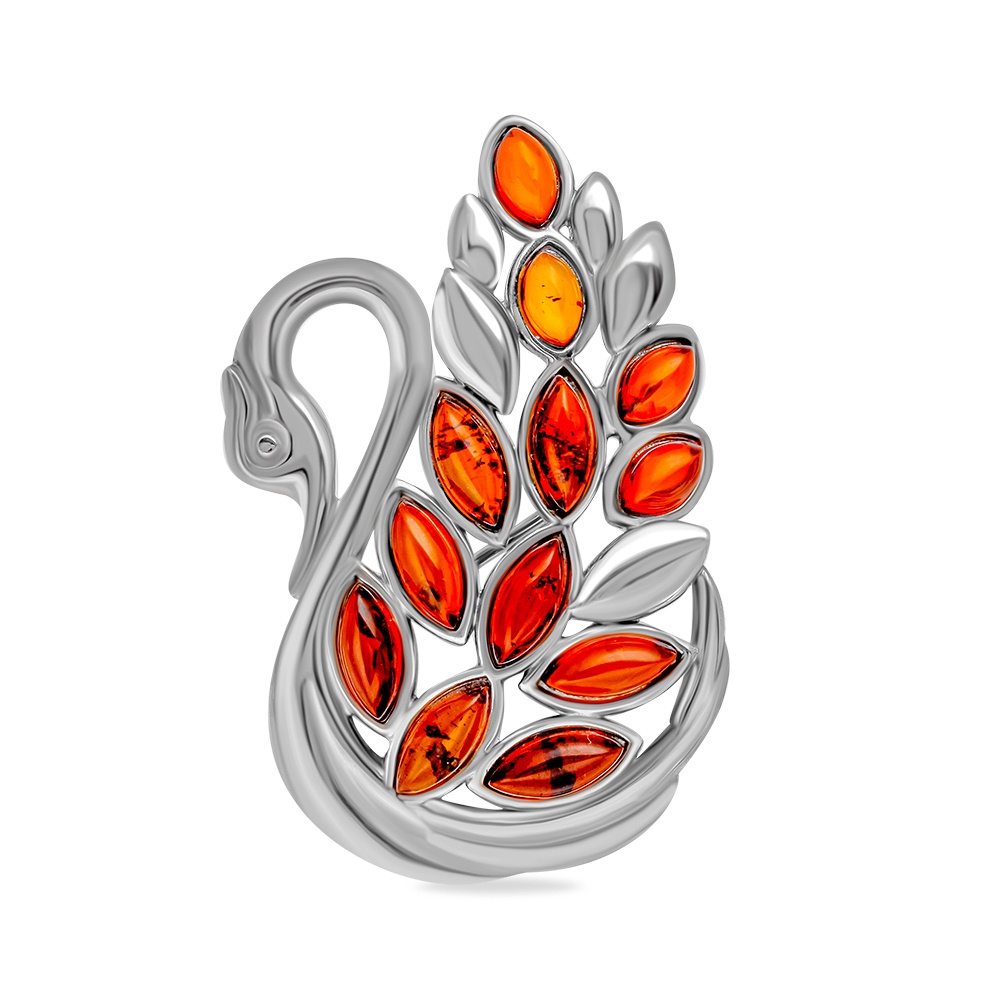 

Брошь из серебра 585Gold 709000195, янтарь, 709000195