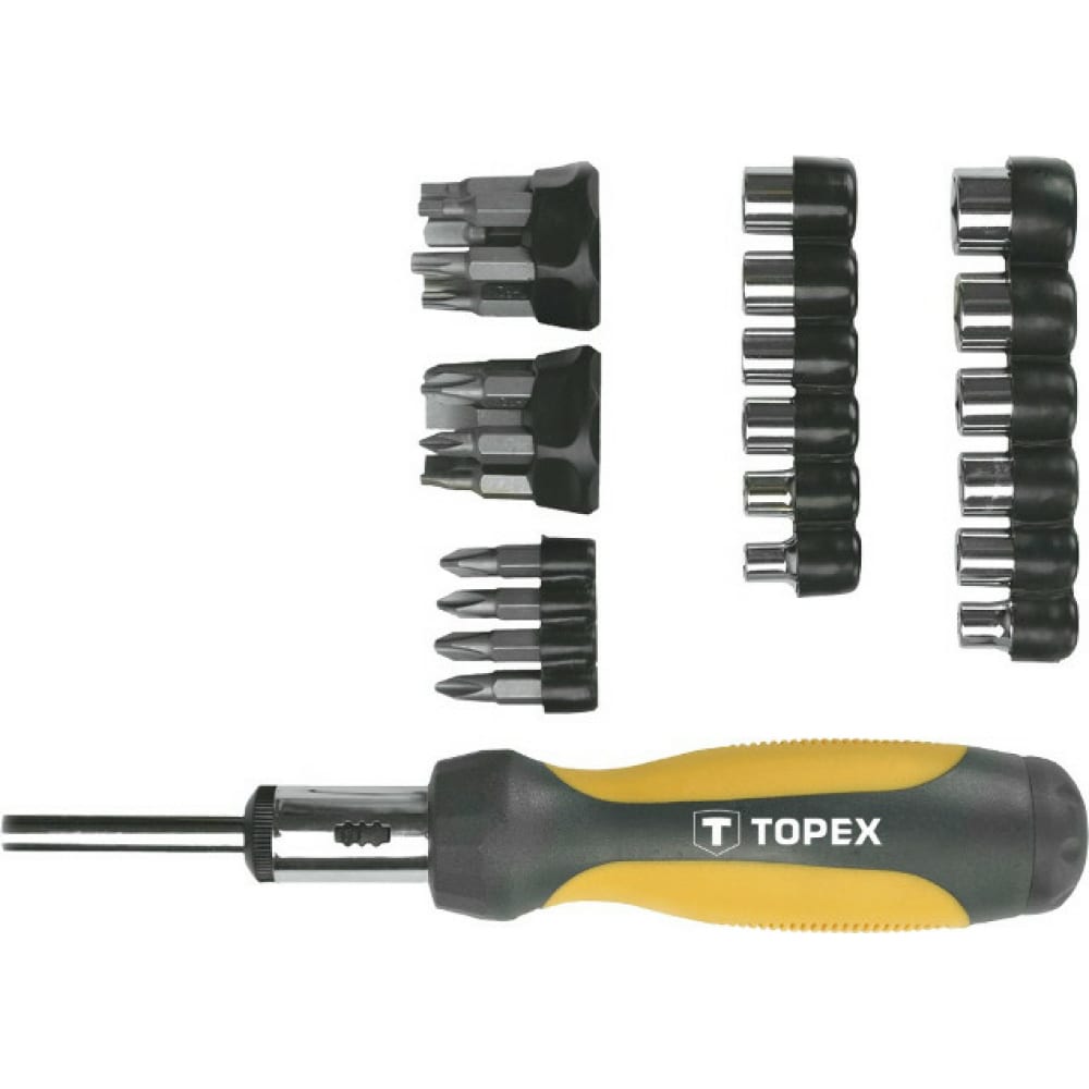 Сменные наконечники и головки с рукояткой набор 29 шт TOPEX 39D356 сменные наконечники topex