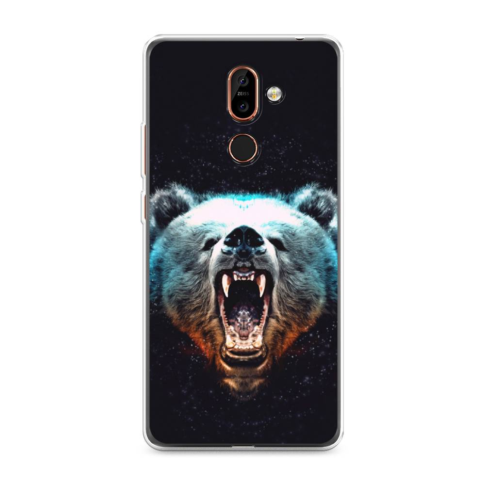 

Чехол Awog на Nokia 7 plus / Нокиа 7 plus "Медведь", Коричневый;голубой;черный, 121050-2