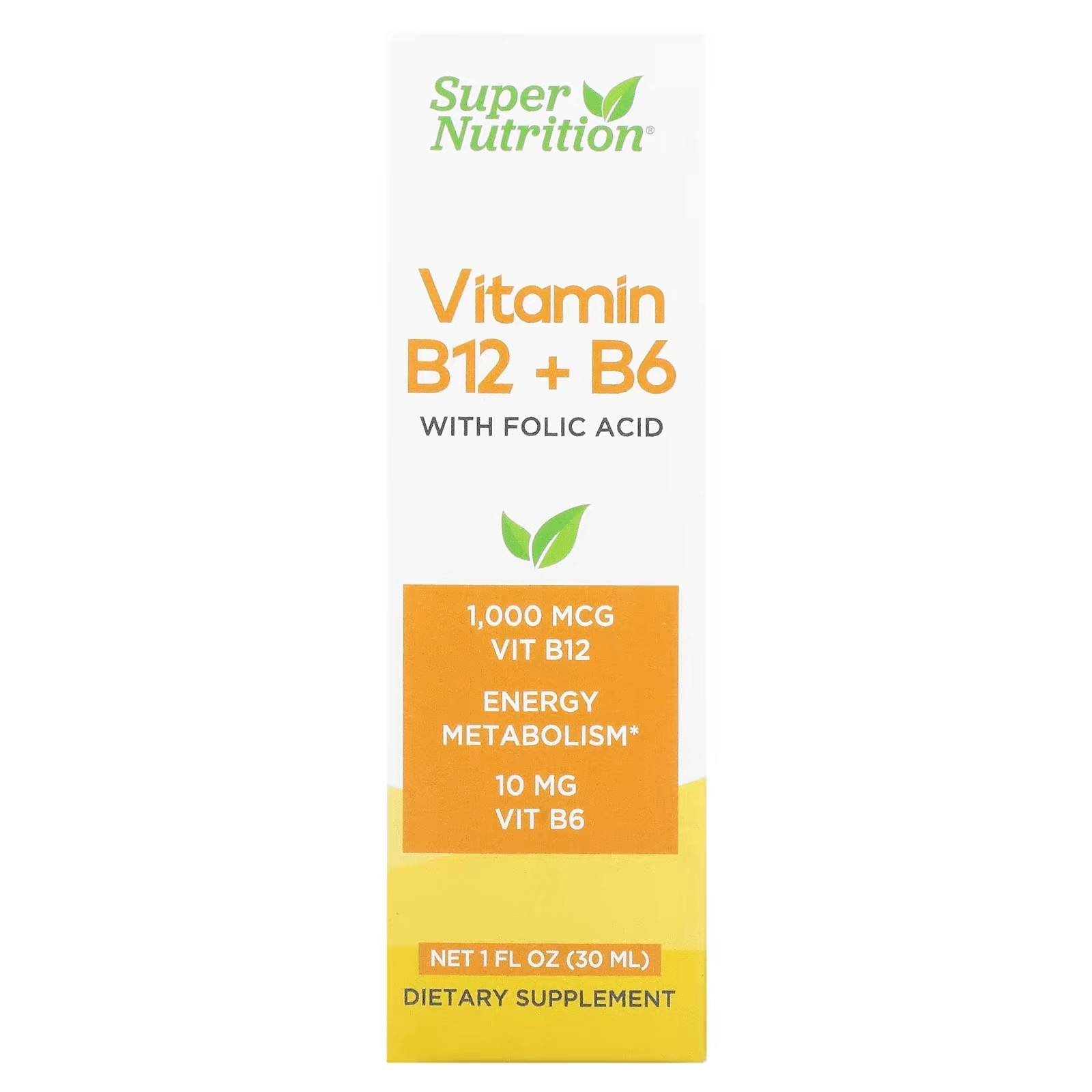 Super Nutrition Vitamin B12 + B6 with Folic Acid, 30 ml