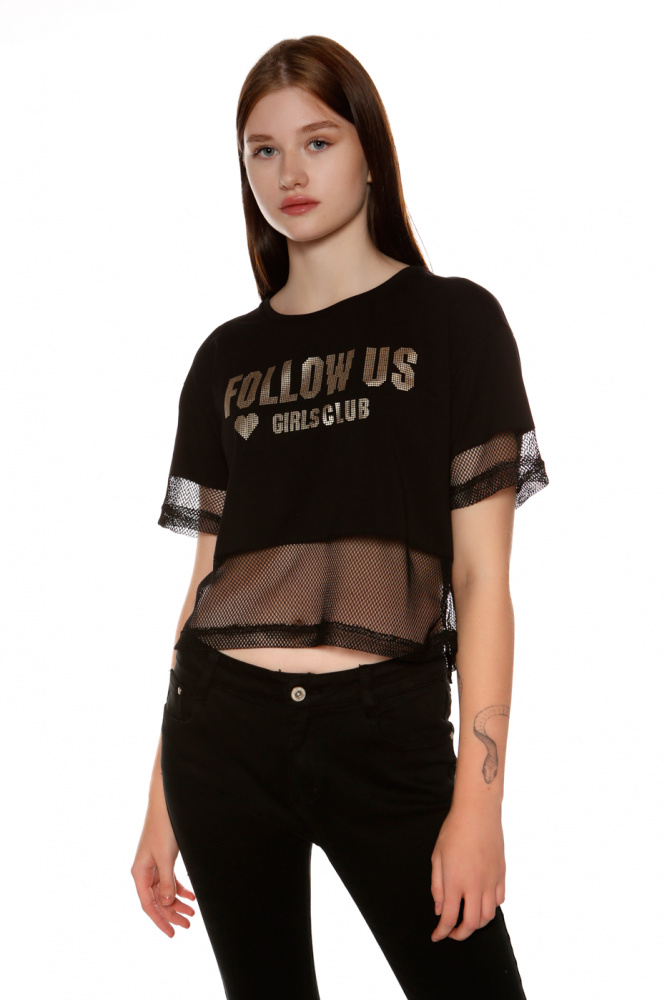 

Футболка женская Ljve PE18117 черная one size, PE18117