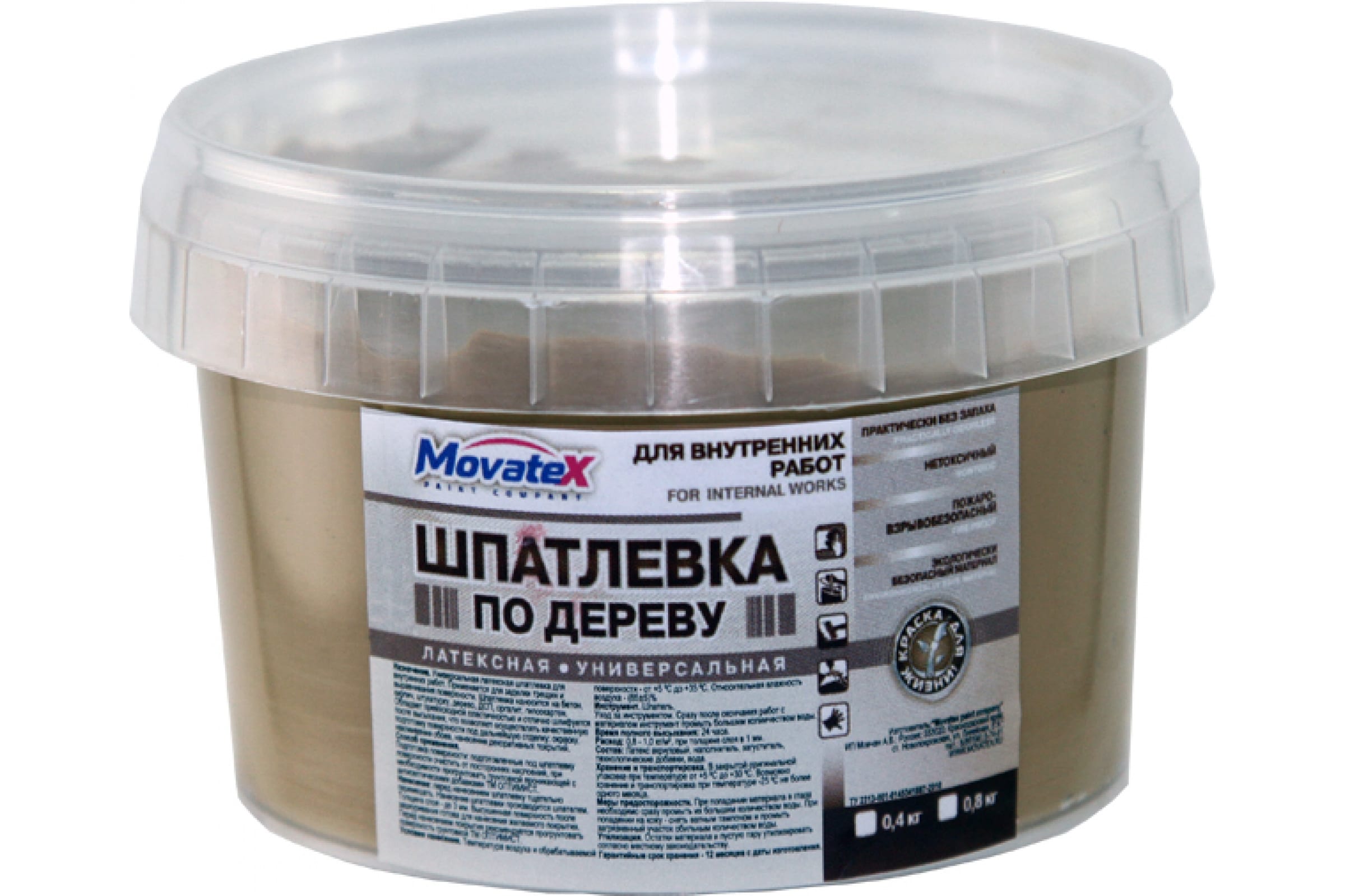 

Movatex Шпаклевка по дереву орех светлый 0,4кг, Коричневый