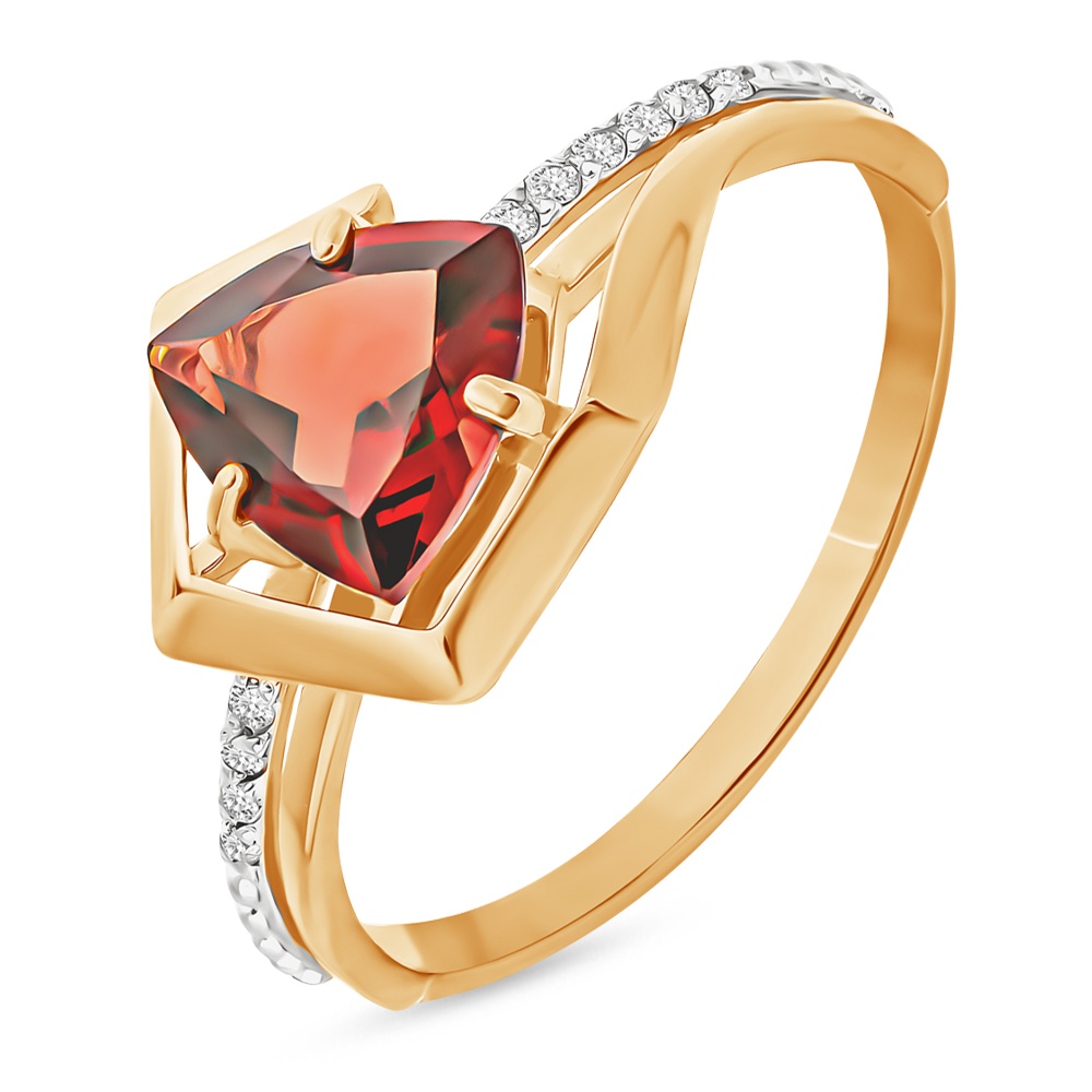 

Кольцо из золота р. , 585Gold 201013463, гранат\фианит, 201013463