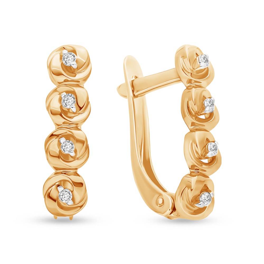 

Серьги из красного золота 585Gold 302006376, фианит, 302006376