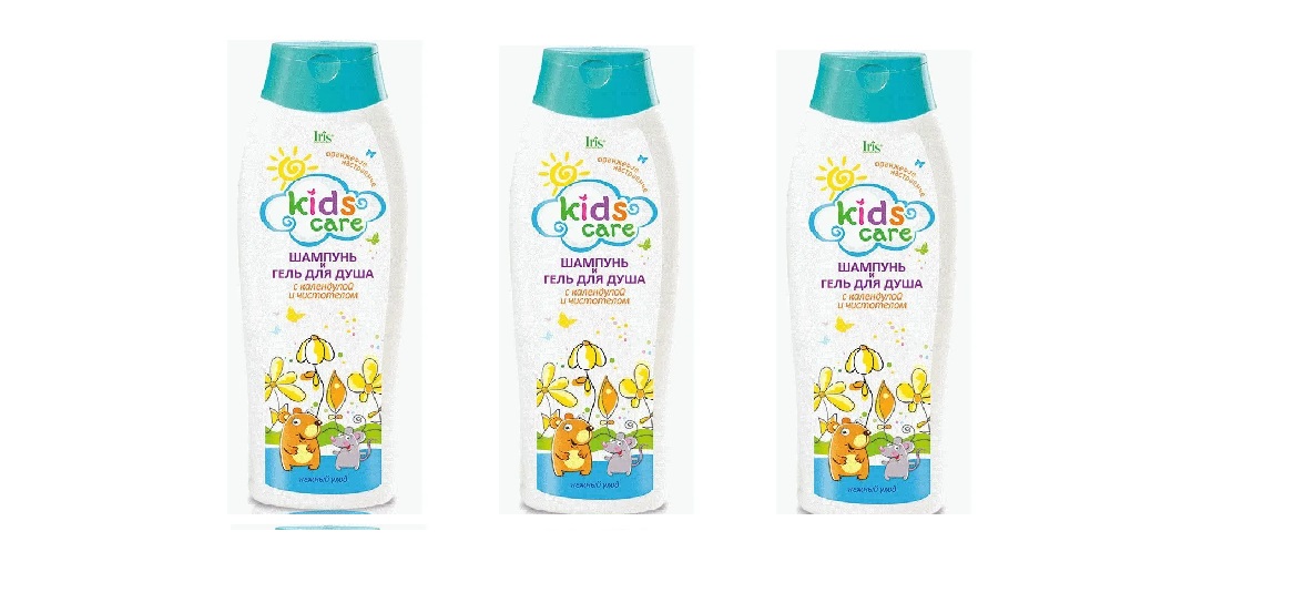 Шампунь и гель для душа Iris Cosmetic Kids Care КАЛЕНДУЛА и ЧИСТОТЕЛ, 400 мл, 3 шт