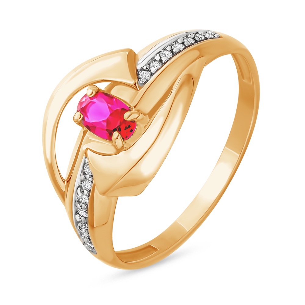 

Кольцо из красного золота р.  585Gold 101014127, рубин искусственный\бриллиант, 101014127