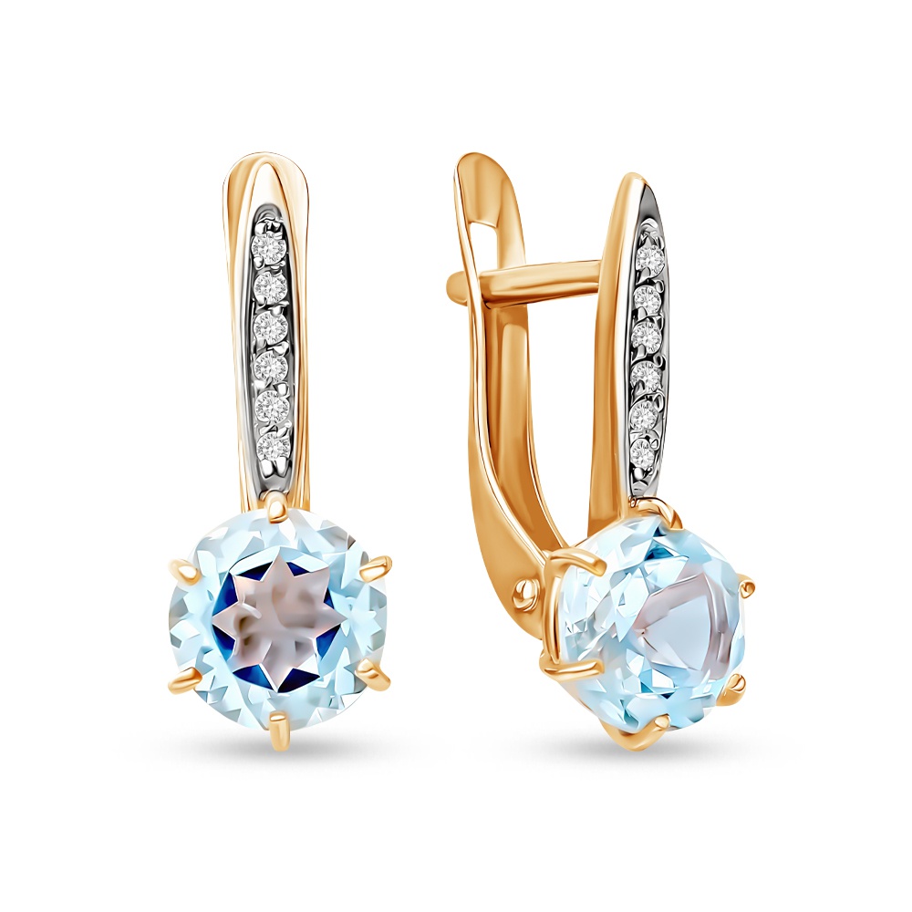 

Серьги из красного золота 585Gold 202009561, топаз\фианит, 202009561
