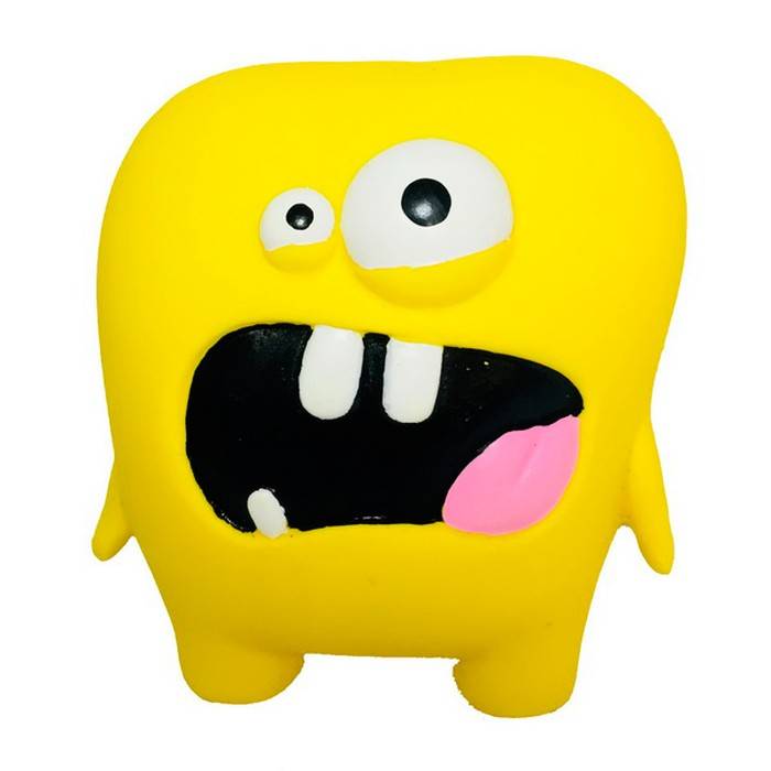Игрушка для собак N1  Зубастый монстрик с пищалкой желтая 7 см
