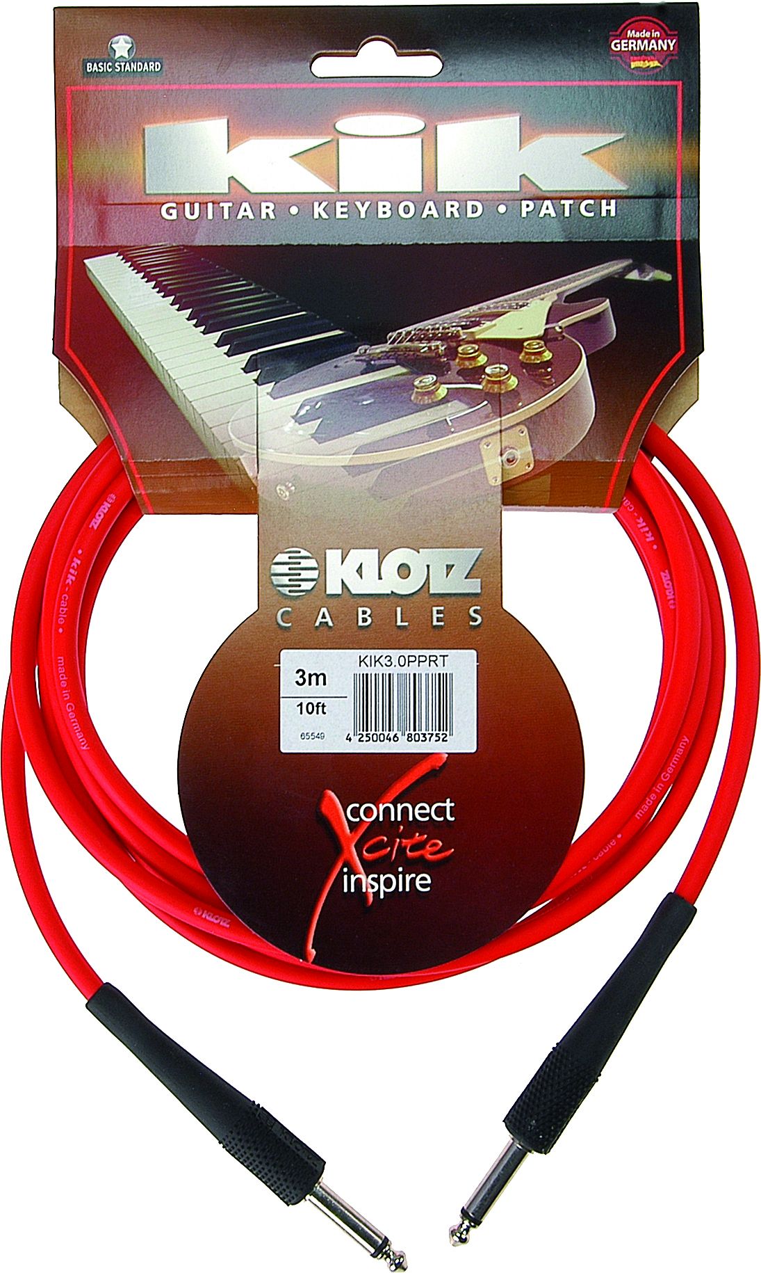 Инструментальный кабель Klotz KIK3,0PPRT длина 3м, разъемы KLOTZ Mono Jack