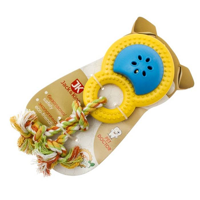 Игрушка для собак Jack&King Восьмёрка с колокольчиком на веревке 8,5 см