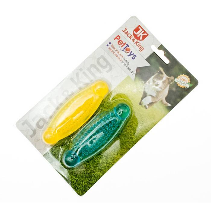 Игрушка для собак Jack&King Косточка желто-голубая 10 см