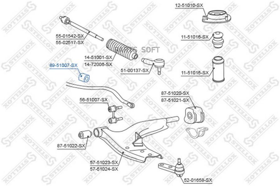 

89-51007-SX_втулка стабилизатора переднего!\ Hyundai Elantra/Lantra 90-95