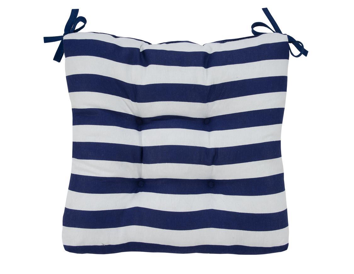 фото Подушка на стул на сидушку guten morgen blue stripe 40х40 см, синий/белый 1 шт