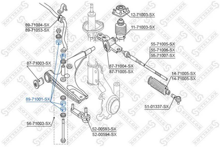 89-71001-SX_втулка тяги стабилизатора\ Mazda 626 GC/GD/GV 83-91/323 BD/BF/BG 80-94