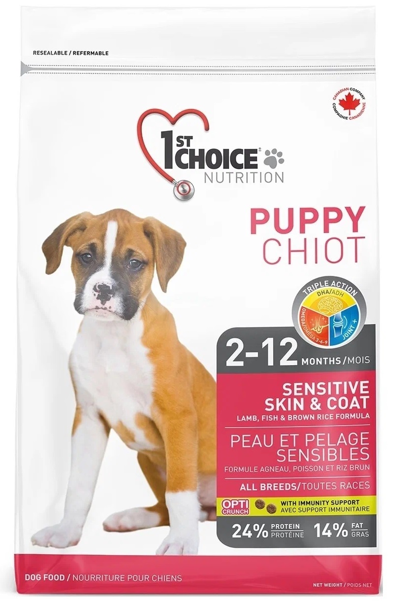 Сухой корм для щенков 1st choice Puppy Sensitive Skin&Coat, рыба, ягненок, 20кг