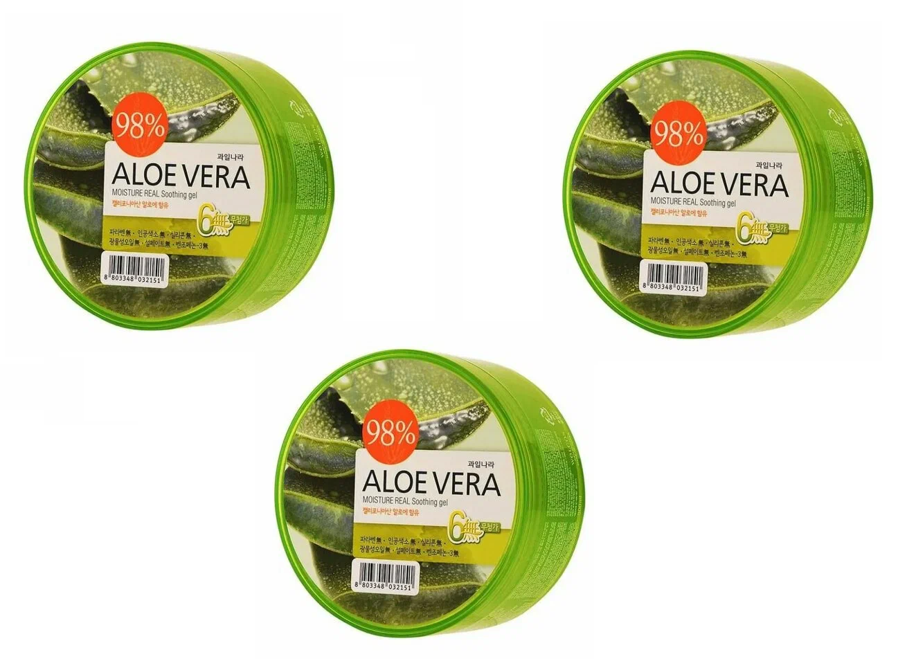 Гель WELCOS Aloe vera Moisture Real Soothing Gel 300 мл 3 шт