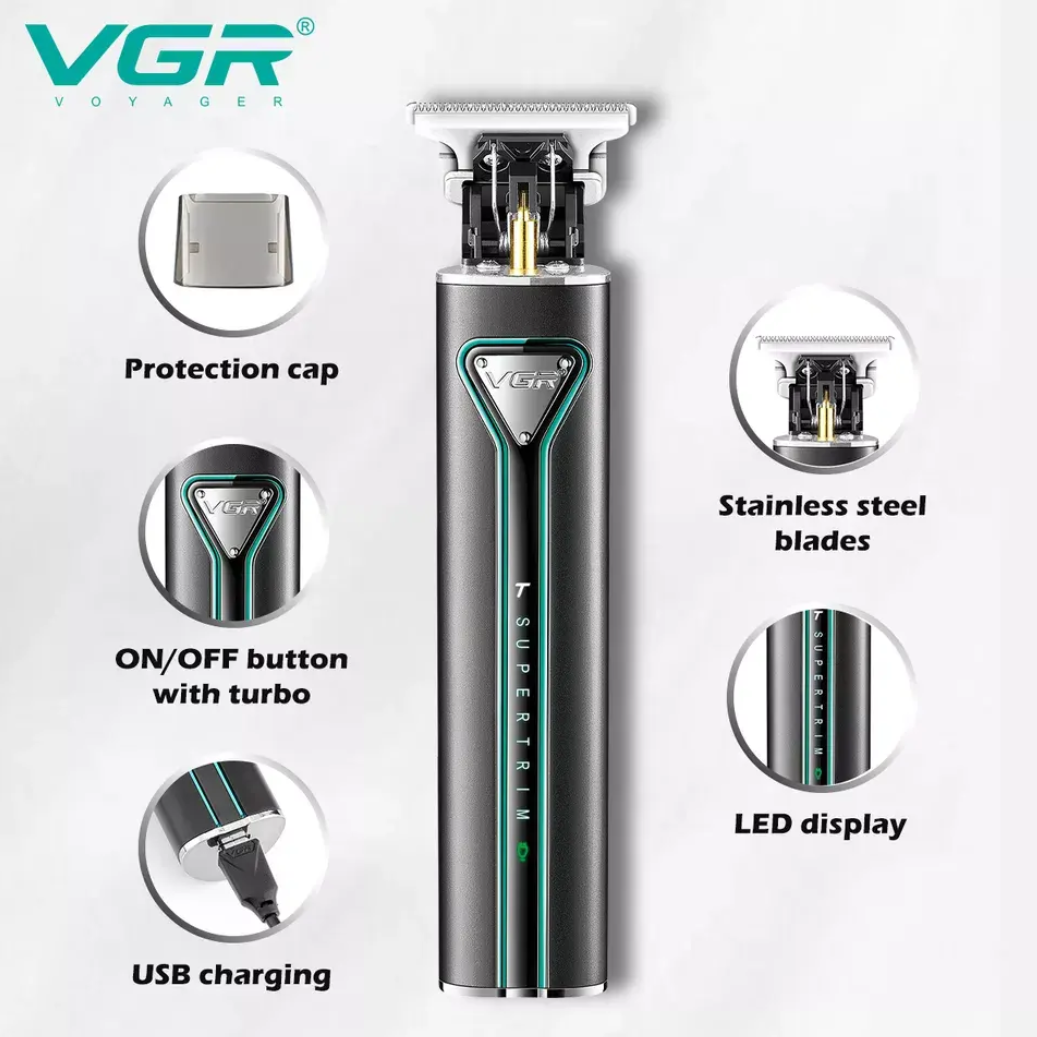 Триммер VGR VGR-009 черный масло для усов и бороды с новым годом 10 мл