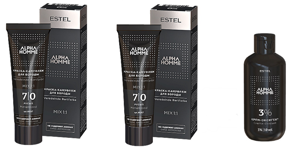 Комплект для камуфляжа бороды Estel Professional Alpha Homme 7/0 2 шт + оксигент estel professional дезодорант спрей для мужчин alpha homme 100 мл