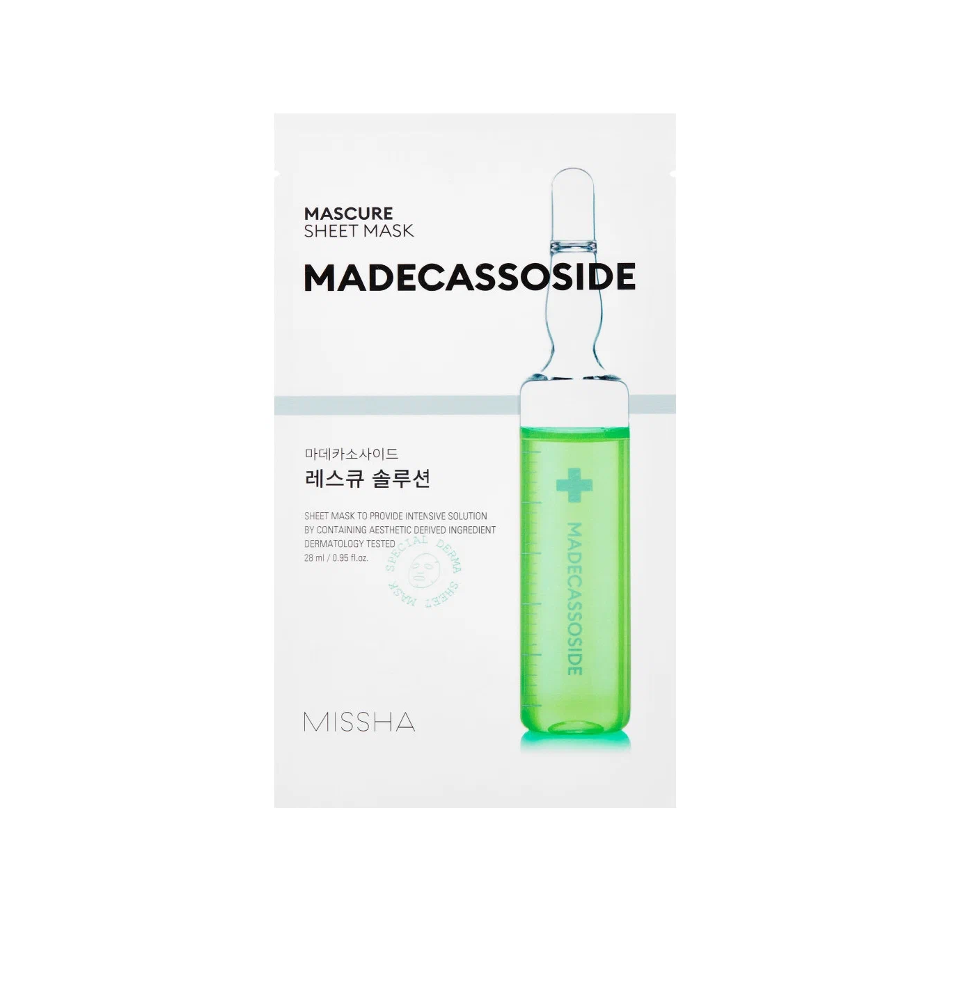 

Маска Missha SOS с мадекасосидом для восстановления ослабленной кожи 28 мл, Mascure Rescue Solution sheet mask Madecasoside