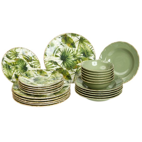 фото Столовый сервиз tulu porselen 24 предмета на 6 персон зелёный.