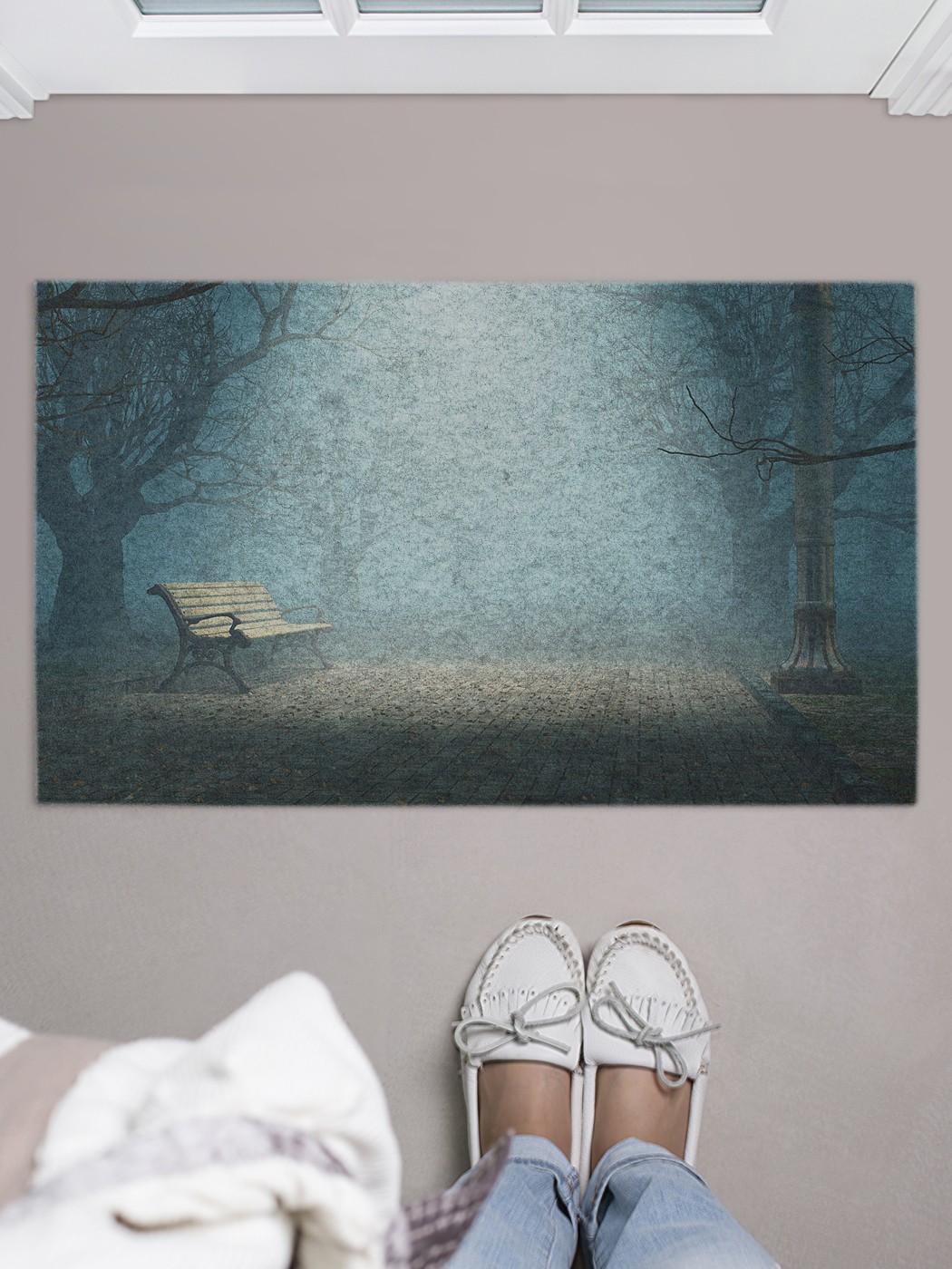 фото Придверный коврик joyarty "ночной парк" для обуви 75x45 см