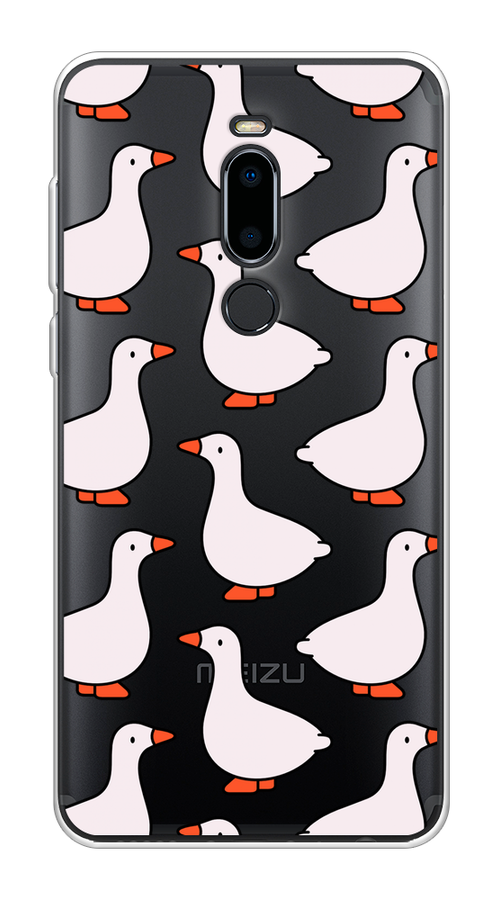 

Чехол на Meizu M8 "Гуси", Прозрачный;белый;оранжевый, 73150-1