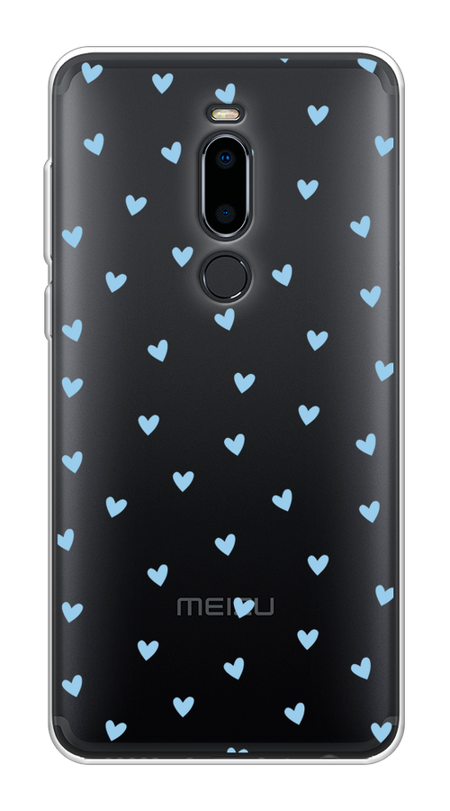 

Чехол на Meizu M8 "Голубые сердечки паттерн", Голубой;прозрачный, 73150-1