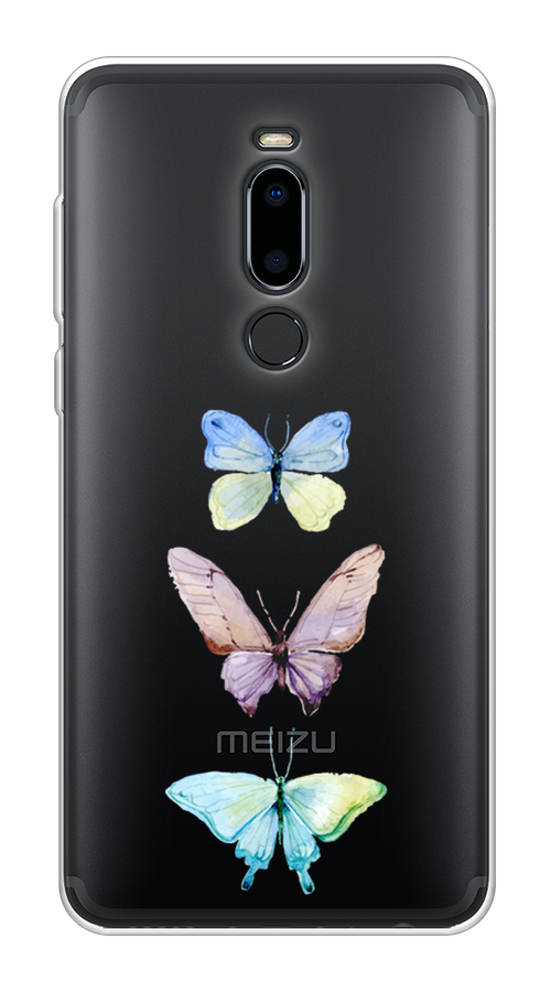 

Чехол на Meizu M8 "Акварельные бабочки", Бирюзовый;розовый, 73150-1