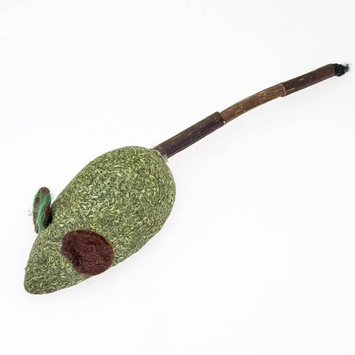 Игрушка для кошек Ambar Мышь из мяты с деревянным хвостом зеленая