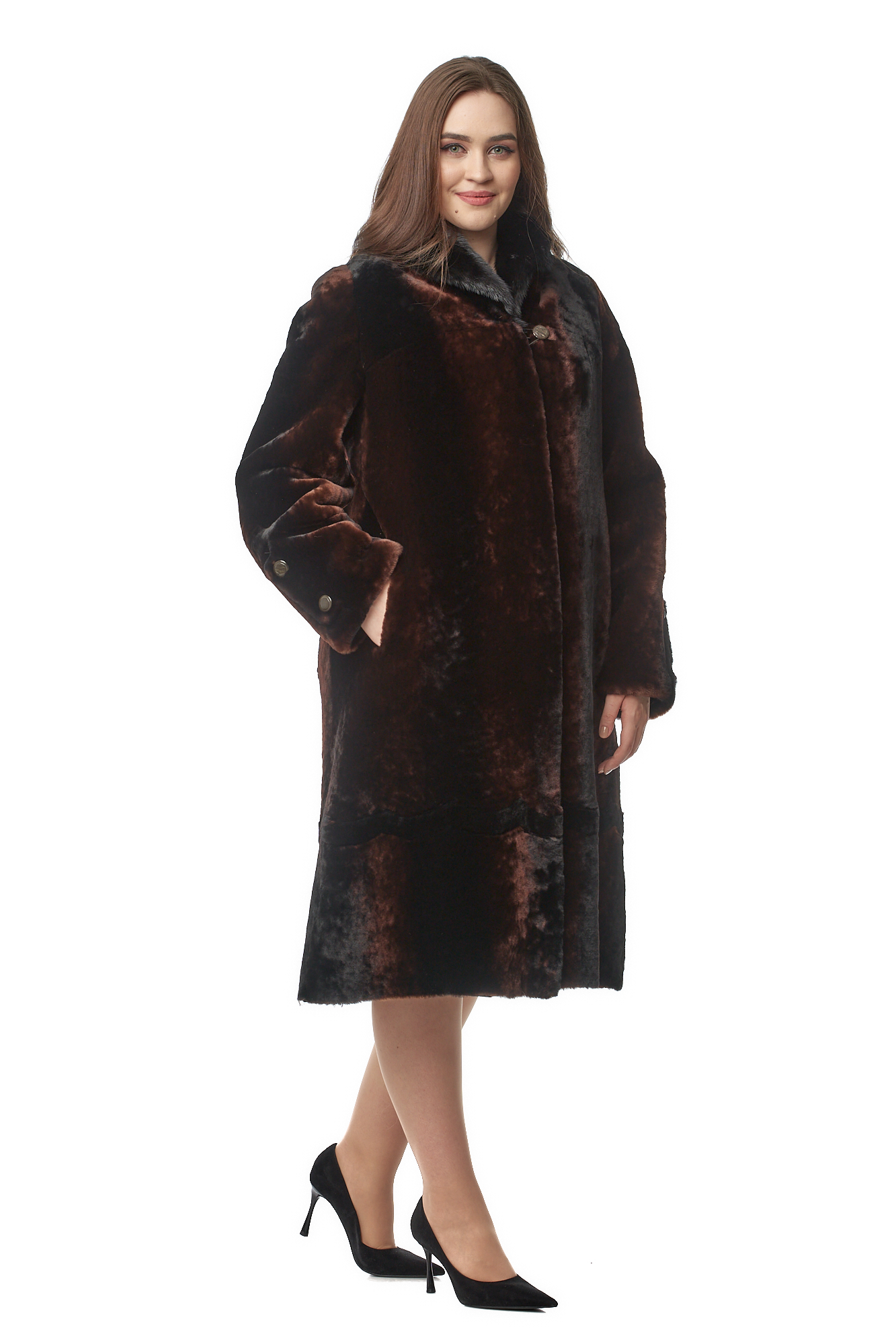 

Шуба женская МОСМЕХА 8020882 коричневая 52 RU, Коричневый, 8020882