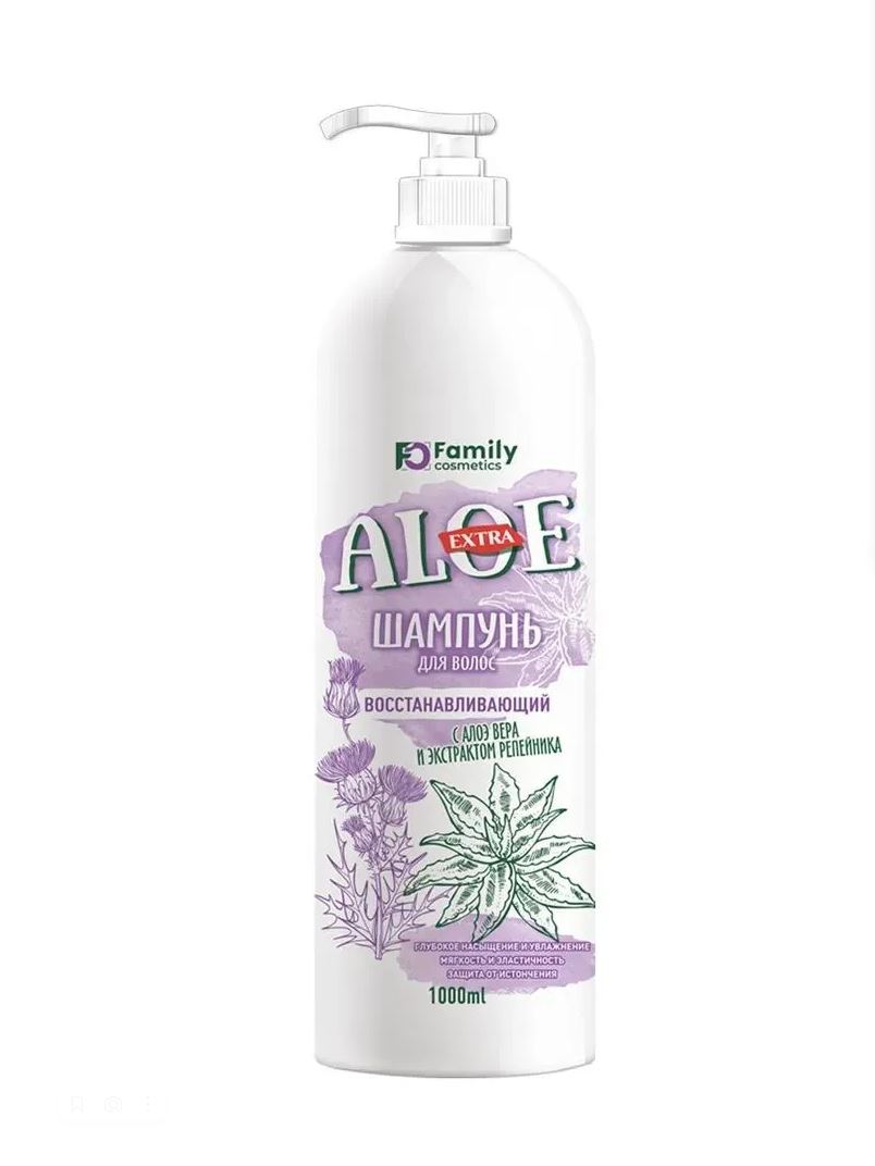 Шампунь для волос Family Cosmetics Восстанавливающий серии Extra Aloe 1000 мл azetabio органический детский лосьон для волос алое вера 50