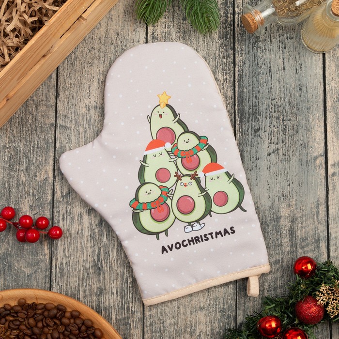 

Варежка-прихватка "Доляна" Avochristmas 20х28 см, габардин, 35% х/л, 65% п/э, ватин 250 г/