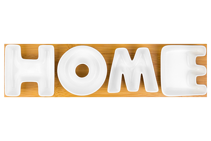 

Набор 4 сервировочных блюд 43х11х4 см "HOME" на деревянной подставке Elan Gallery, Белый