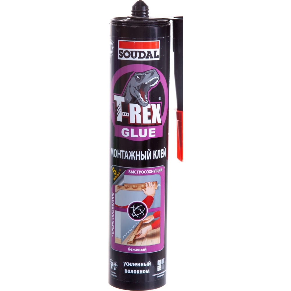 фото Клей монтажный soudal t-rex быстросохнущий 380 г violet old 134922