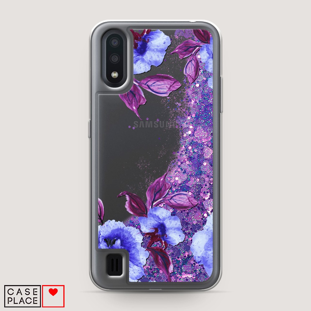 

Жидкий чехол с блестками "Цветочная фантазия 5" на Samsung Galaxy A01, 29592-1