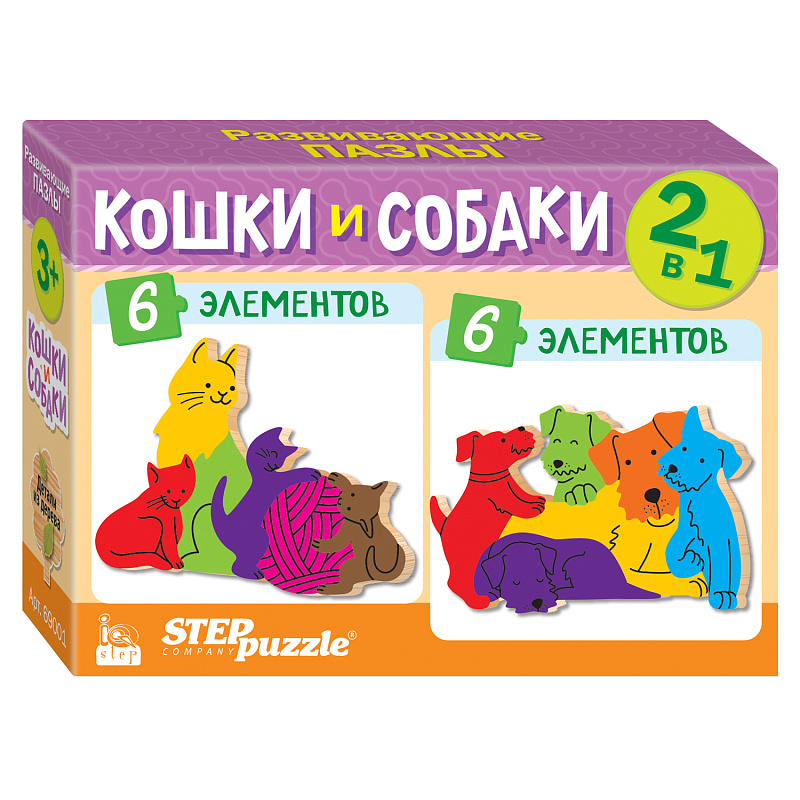 

Мозаика Step Puzzle "puzzle" 2в1 из дерева "Кошки и собаки" (IQ step)