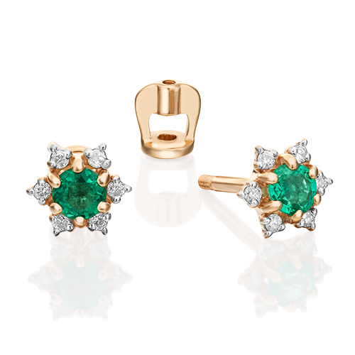 

Серьги пусеты из золота PLATINA jewelry 02-0870, изумруд/бриллиант, 02-0870