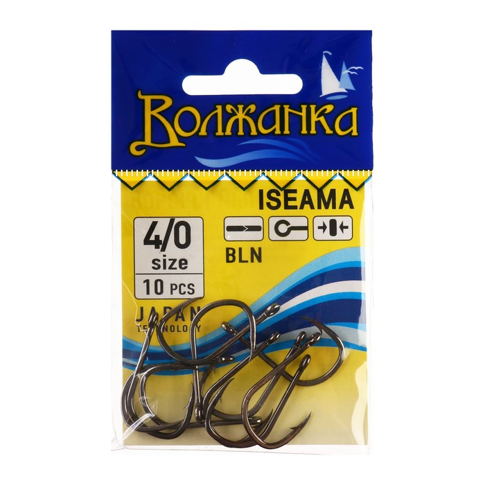 

Одинарные крючки Волжанка абердин №4/0 BN, с колечком, прямое острие, с бородкой, Черный