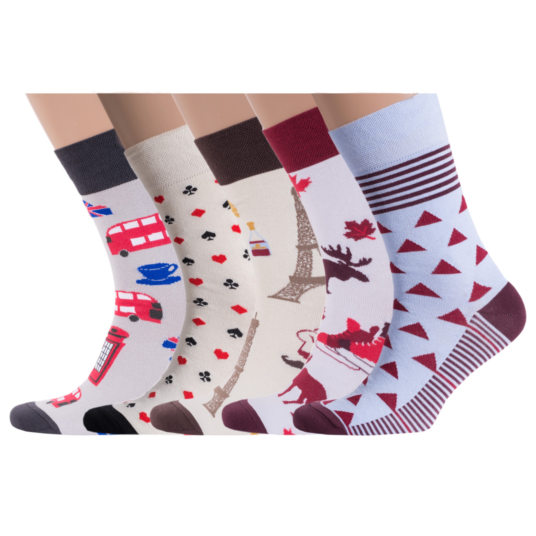 

Комплект носков мужских MoscowSocksClub бежевых; голубых; коричневых; бордовых; серых, msk-5М-15