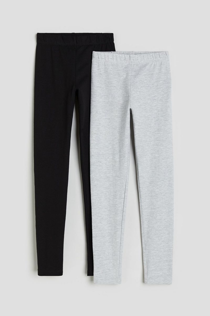 

Леггинсы детские H&M 1194968, Светло-серый меланж, черный, 158, 1194968