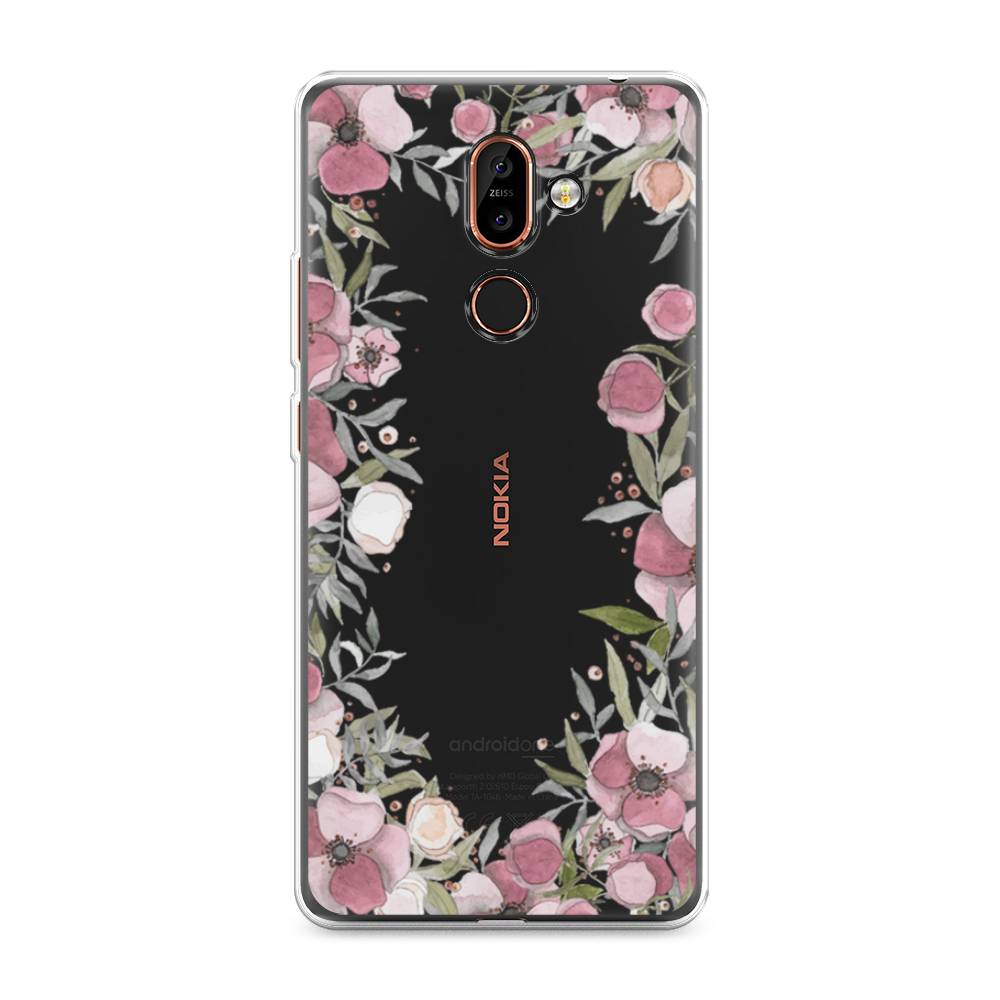 

Чехол Awog на Nokia 7 plus / Нокиа 7 plus "Розовая цветочная рамка", Розовый;зеленый, 121050-8