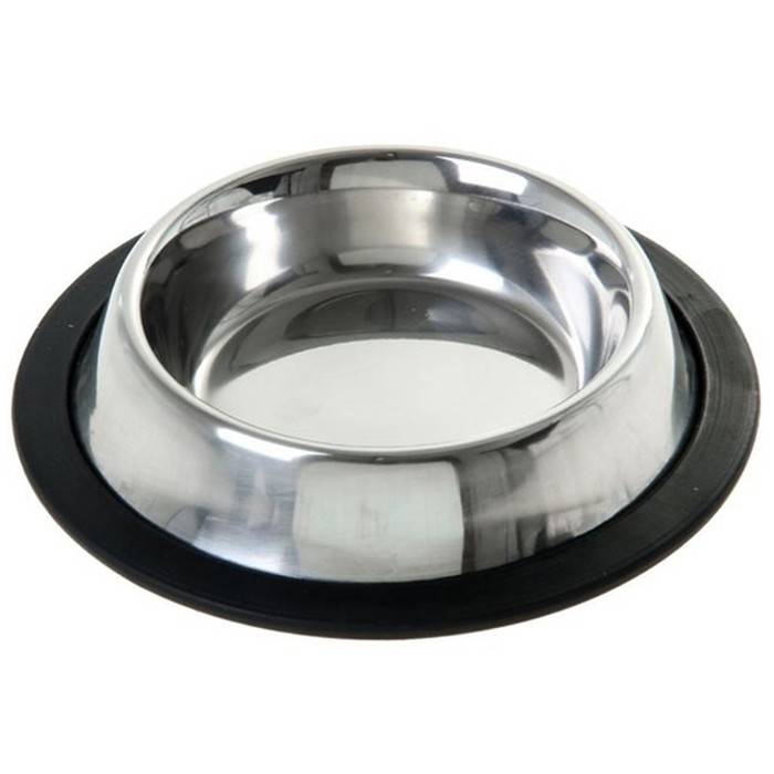 Миска для животных VM Стандарт нескользящая серебристая 2,8 л