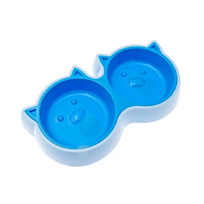 Миска для животных Jack&King Хрюшка двойная голубая 0,35 л