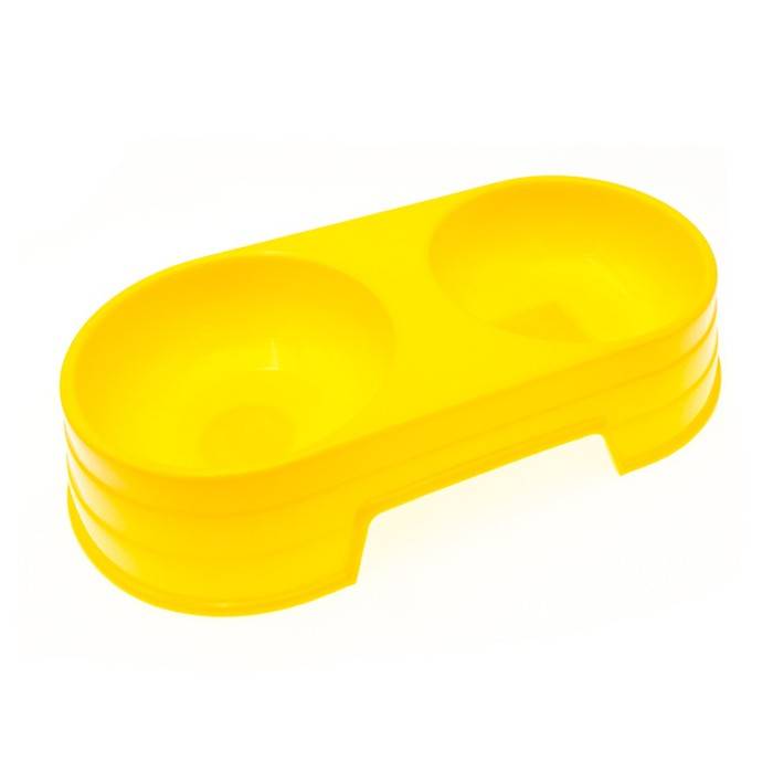 Миска для животных Jack&King двойная круглая желтая 0,4 л